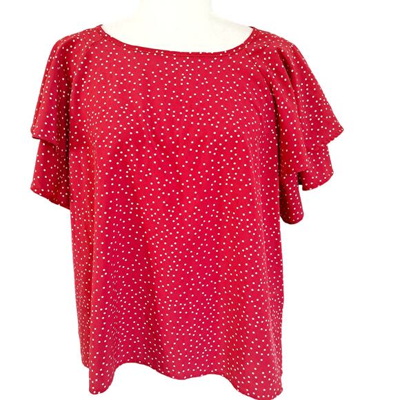 Shein Flutter Sleeve Polka Dot Top - Picture 1 of 8